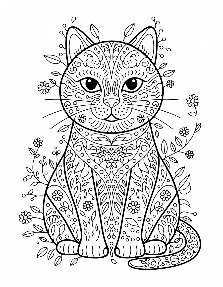 Ornamental Cat Mandala